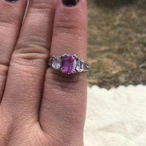 Sterling silver lab created pink/white sapphire